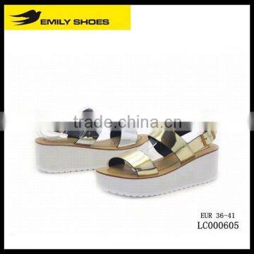 Lady 's metalized upper thick EVA sandal