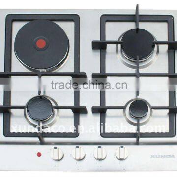 3 burners gas hob with electric hot plate