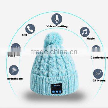 2016 New Arrival Fashion Pom Pom Style High-quality Sound Bluetooth Beanie Hat