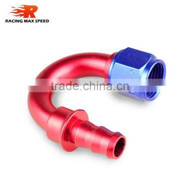 Interchangeable Iso9000 Wholesale Aluminum Oil Cooler Hose Fitting 180 Degree Push On End Blue and Red 10-180-04 photo-5