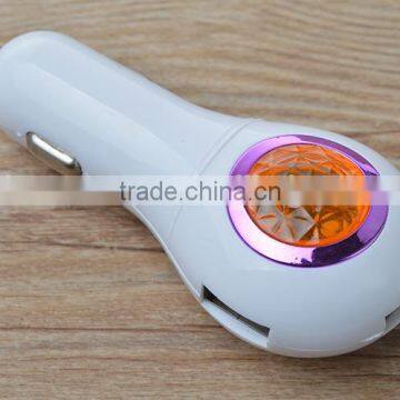 mini usb phone gem 3 ports usb car charger with LED light