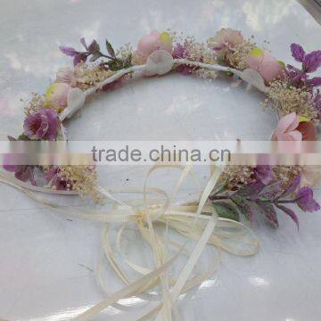 HL019 Hot Sale Fashion Women Tiara Flower Crown Headband Wedding Flower Garland Crown Handband photo-3