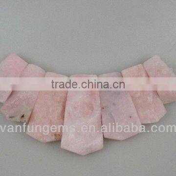 AA grade Pink Opal rectangle freeform besds for necklace