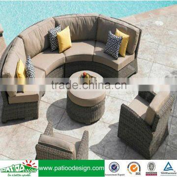Outdoor rattan furniture sectional general use chaise patio round sofa set