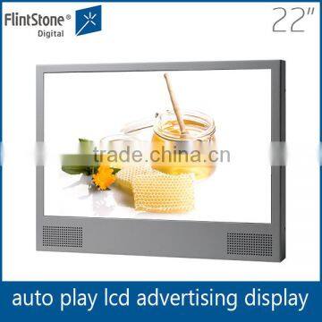 Indoor 22" metal case 1080P HD lcd loop video advertising display