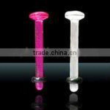 14g flexi acrylic tongue retainer; pink or clear