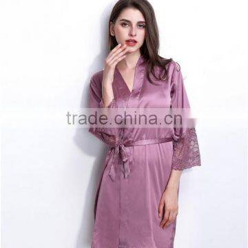 New Arrival Women's Robes Free Shipping Sleepwear Bathrobes for Female High Quality Silk Nightwear V-neck With Waistband Hot photo-3