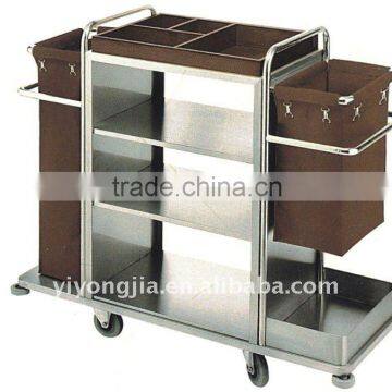 Stainless Steel and Wood Hotel Housekeeping Carts Service Maid Trolley/laundry trolley housekeeping carts
