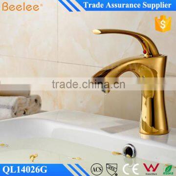 New Design Gold Brass Basin Tap Single Hole Bathroom Mixers