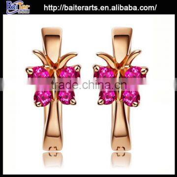 Custom Hoop Butterfly Earrings Women Gold And Ruby Earring Wholesale