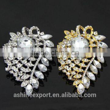Beautiful Leaf Shape Marquise Bulk Bridal Crystal Rhinestone Brooch/handmade Rhinestone Brooch photo-3