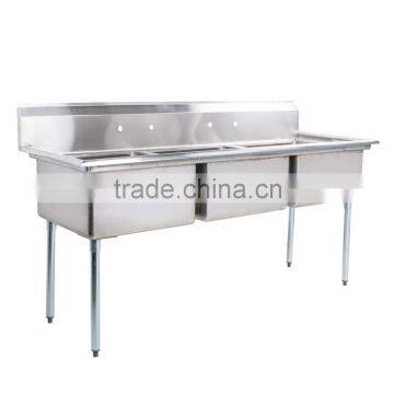 Freestanding Restaurant Kitchen 3 Three Compartment Commercial Stainless Steel Sink for Catering Services photo-5