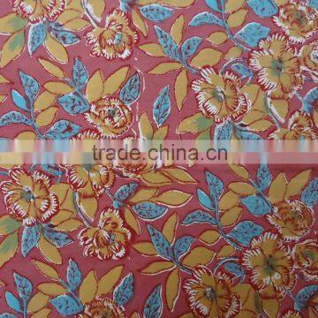 Flower Bush Auburn Cotton Hand Block Printed Tablecloth photo-2
