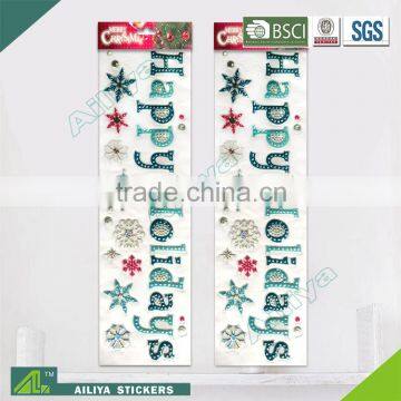 BSCI factory audit Christmas 3D non toxic decorative removable rhinestone letter stickers