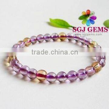 6mm Round Ametrine Beaded Bracelet Healing Gemstone Bracelet