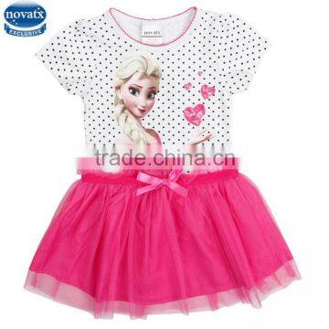 (H5753) wholesale nova kids new style short sleeve hot sale frozen elsa dresses for summer