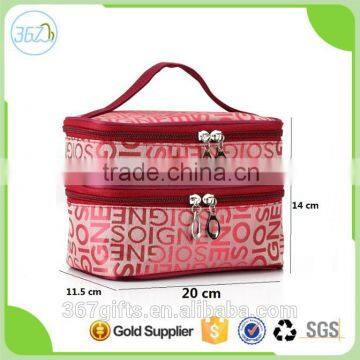 Factory Wholesale New Arrival Double Layer Letters Cotton Cosmetic Bag for Promotion