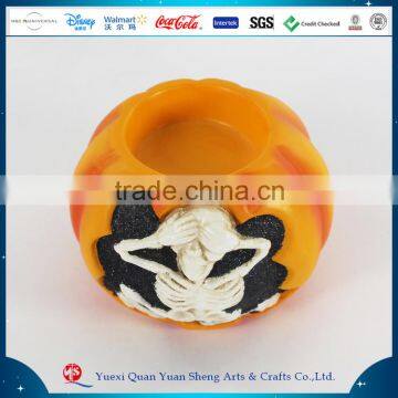 Customized Polyresin Wholesale Artificial Resin Halloween Pumpkin Candle Light Holder