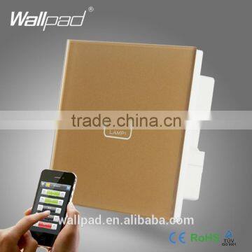 BS CE Approved WIFI Wallpad Gold Temepred Glass WIFI Remote 1 Gang Wireless Electric Touch Screen Controlled Smart Home Switch