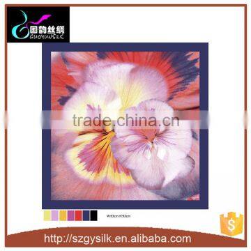 customized design 14mm twill silk scarf 90cmx90cm square floral scarf