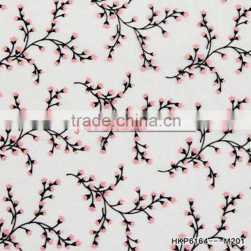 3D Peach Vines Flower Embroidery Fabric For Mango ClothesTransparent Organza Mesh Ground for Evening Party Dress Breathable photo-3