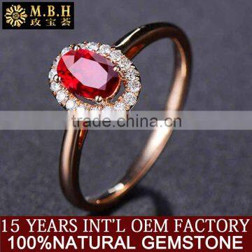 MBH jewellery hotsale gems gold ring for women new style 18k gold inlay natural red ruby precious gemstone ring 18k gold jewelry