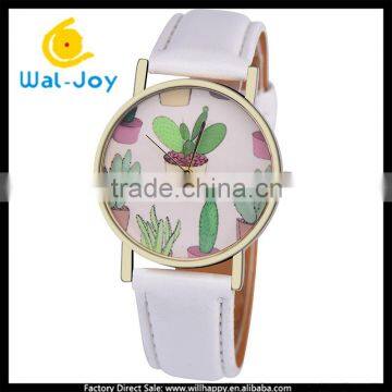 WJ-5395 green plants face trendy 2016 new design factory direct women wrist watch