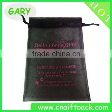 Black Organza Drawstring Bag for Hair Extension Packaging