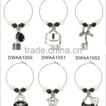 Girly charms with black and white epoxy effect, Charm Set with epoxy, with Loop Diameter of 25mm