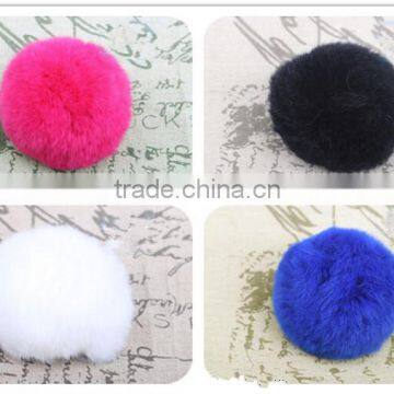 Customize Fashion Colorful Fluffy Ball Keychain / Rex Rabbit Fur Ball photo-3