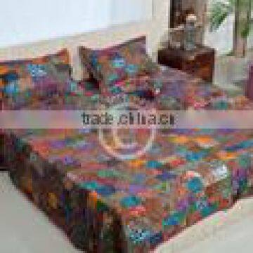 silk vintage sari patch quilted bedspread