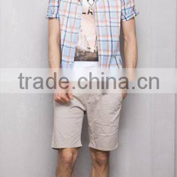 Men's Fashion Casual Plaids Short Sleeve Cotton Shirts