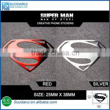 Fashion creative metal phone stickers super man Pattern