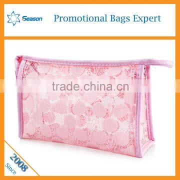 Wholesale Fashion hollow out lace canvas cosmetic bag                        
                                                                                Supplier's Choice