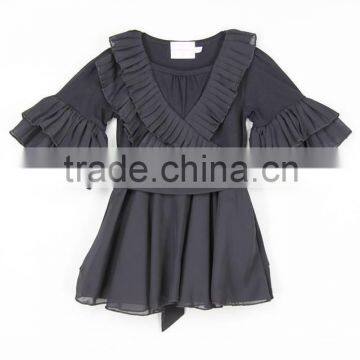 2016 china yiwu koya cheap price solid color ruffle newborn girls outfits spring short sleeve baby girl new year clothing set