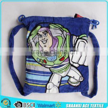 Fashion cartoon soft velour robots printing boy beach towel bag