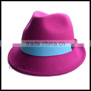 2016 new design 100% Australian pure wool felt lady trilby winter hat