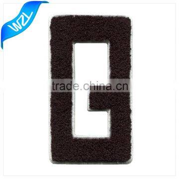 Black logo chenille label patch, embroidery merrow chenille patches for sale