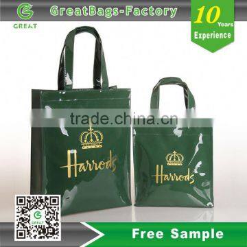 eco-friendly and cheapest pvc china wholesale shiny shopping bag