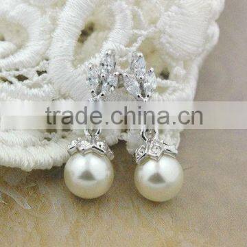 Keira Earrings Vintage style crystal and pearl drop bridal earrings