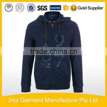 Custom Cotton Polyester Full Zip Hoody Jacke For Men