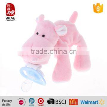 New Design OEM/ODM Silicone Baby Pacifier With Pink Plush Animal Toy photo-3