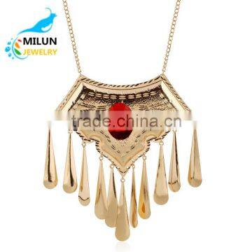 Wholesale newest stone necklace maxi tassel necklace 2016 for women