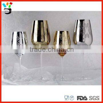 Customized human made decoration sliver & gold electric plating wine glass