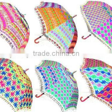 Hand embroidered colorful Indian Sun Umbrella Parasol