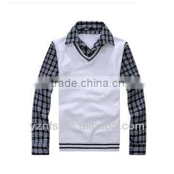 newest design printing cotton high men long sleeves collar t-shirt