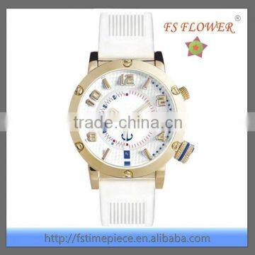 Montre Quartz Femme Fashion Silicone Men/Women Watch Bracelet Cristal Blanc