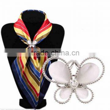 Stone Scarf Clasp Gold Siver Plated Opal Butterfly Three Circles Brooches Pins