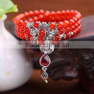 Handcraft Long Beautiful Cystal Beades Necklace Sweater Chain With Silver Ornament photo-2