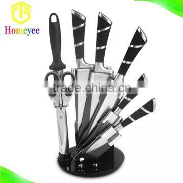 TPR handle stainless steel knife set for kitchen with sharpener scissors